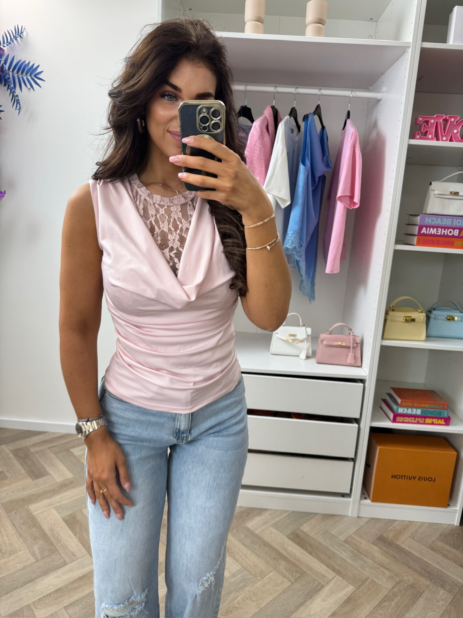Travel top lace hals Light Pink