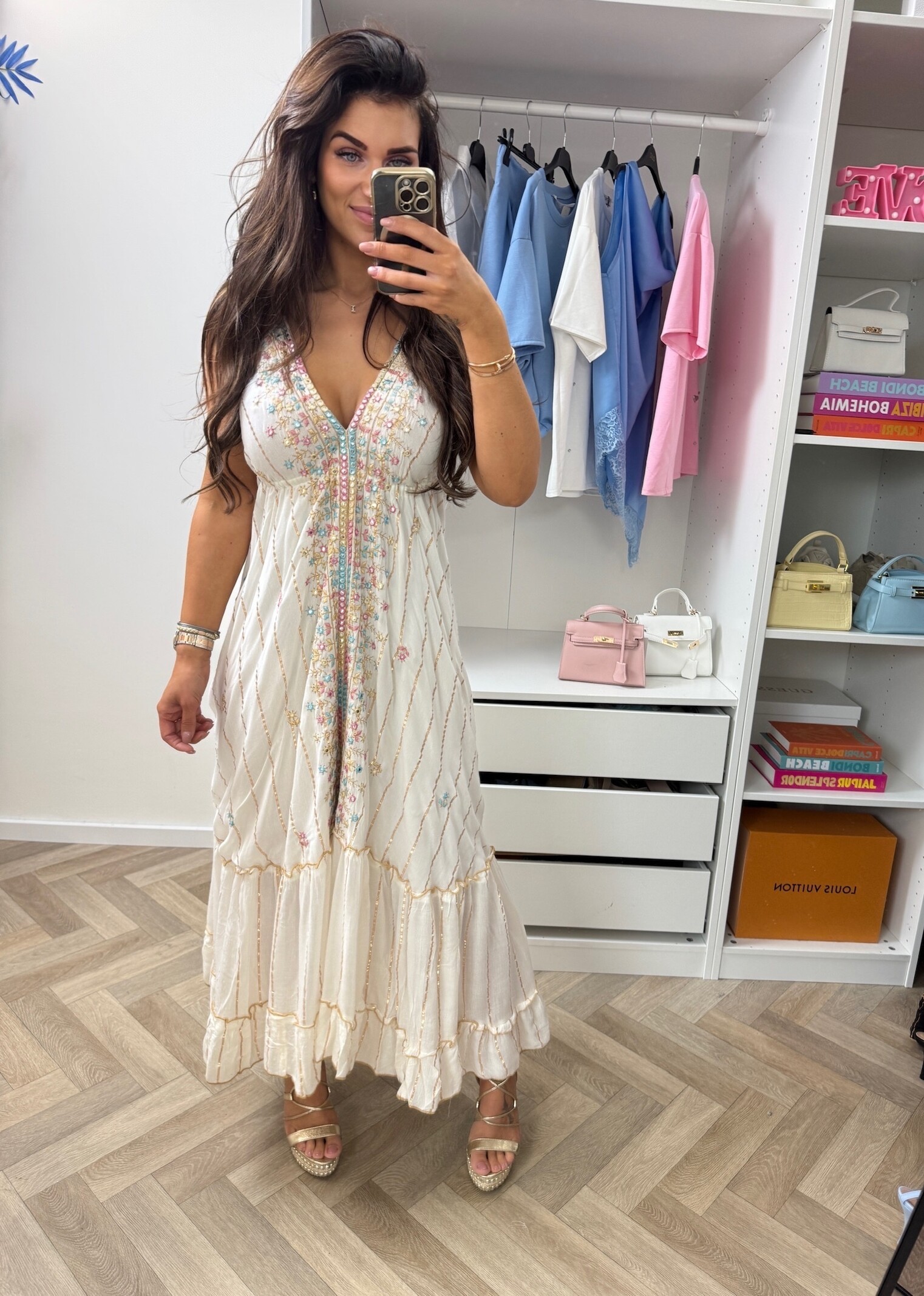 Long Dress Holiday Colors  Beige 2510
