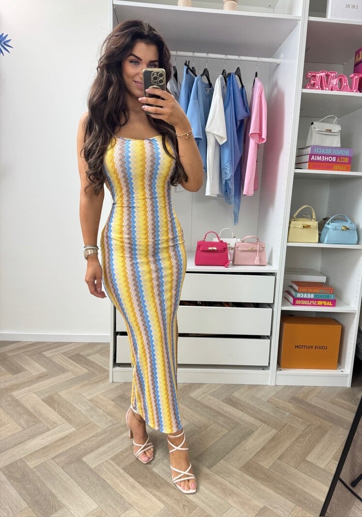 Long Dress Zigzag Colors  Yellow