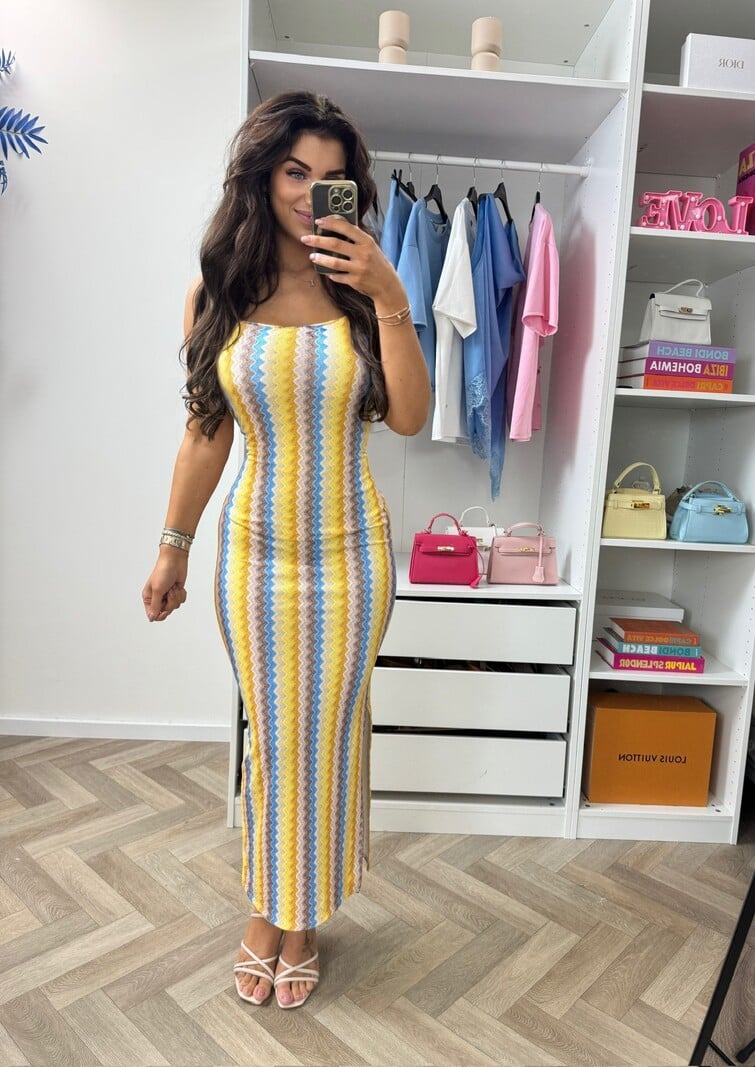 Long Dress Zigzag Colors  Yellow