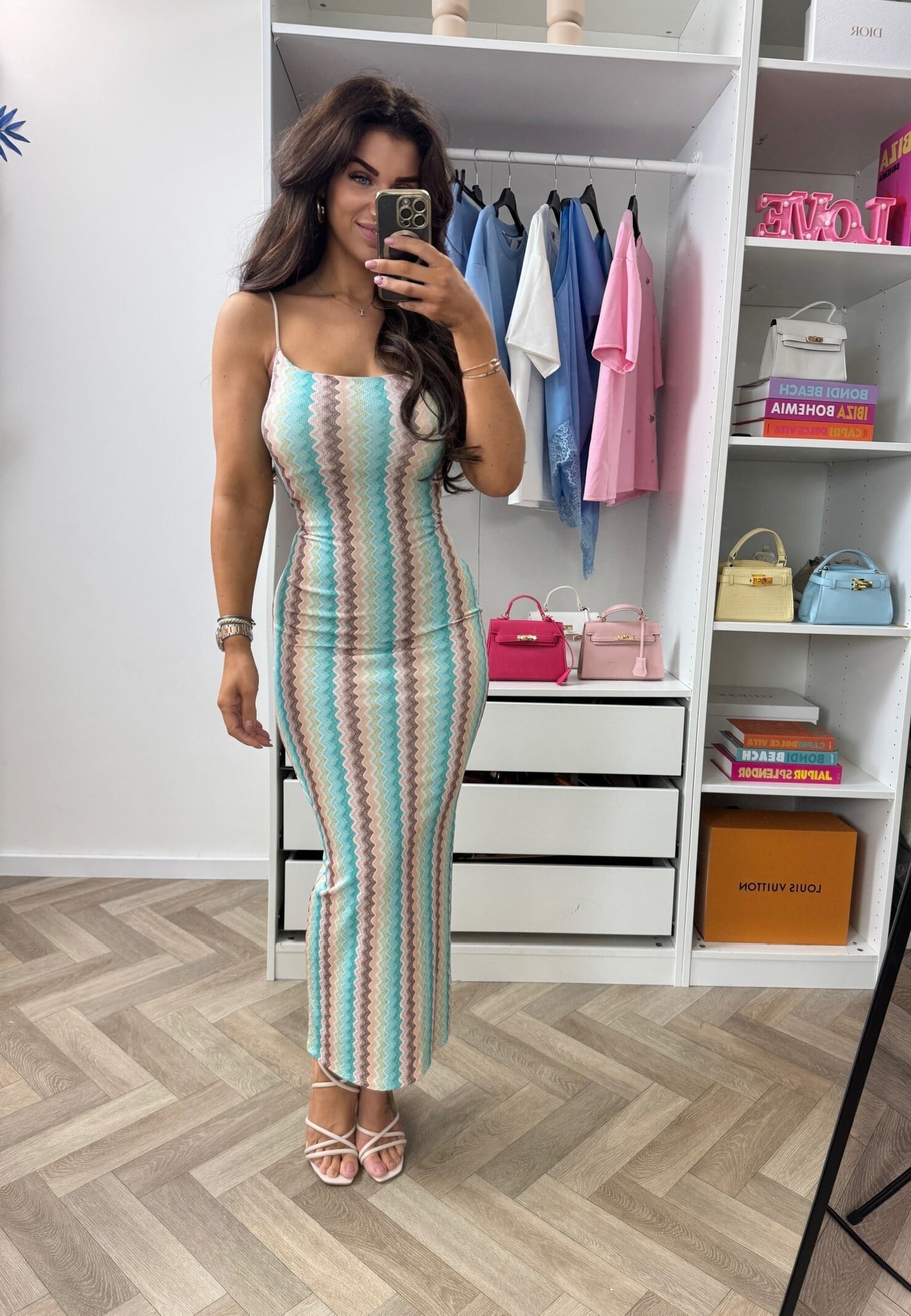 Long Dress Zigzag Colors  Turquoise