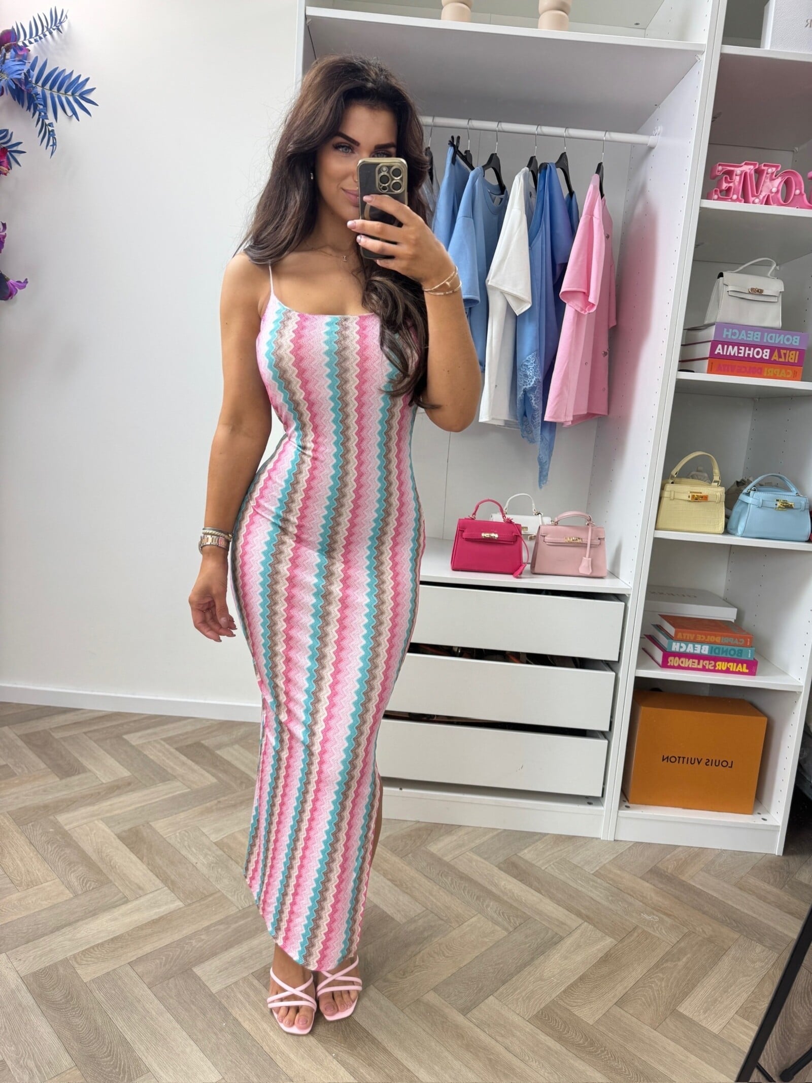Long Dress Zigzag Colors Light Pink