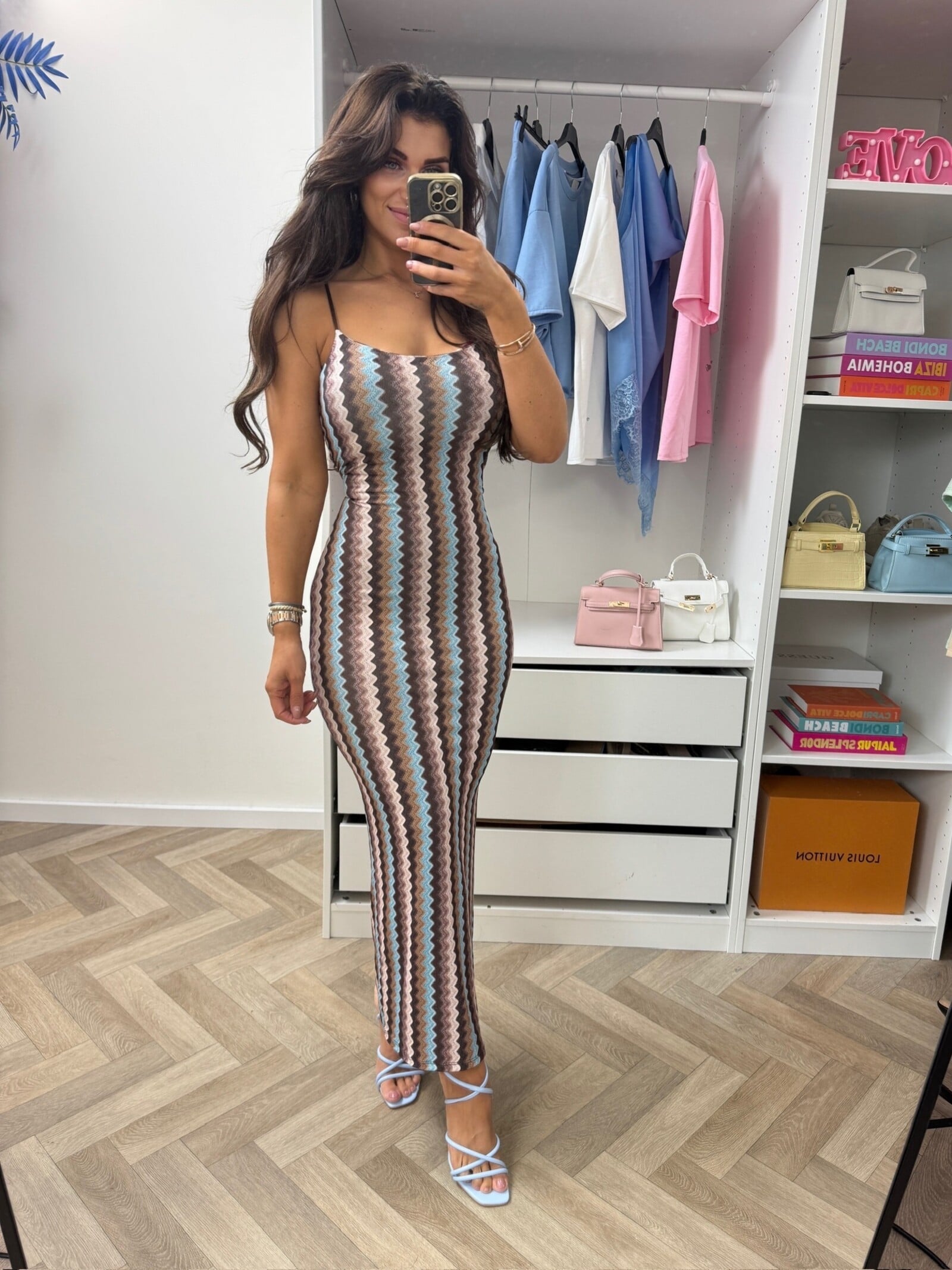 Long Dress Zigzag Colors  Choco