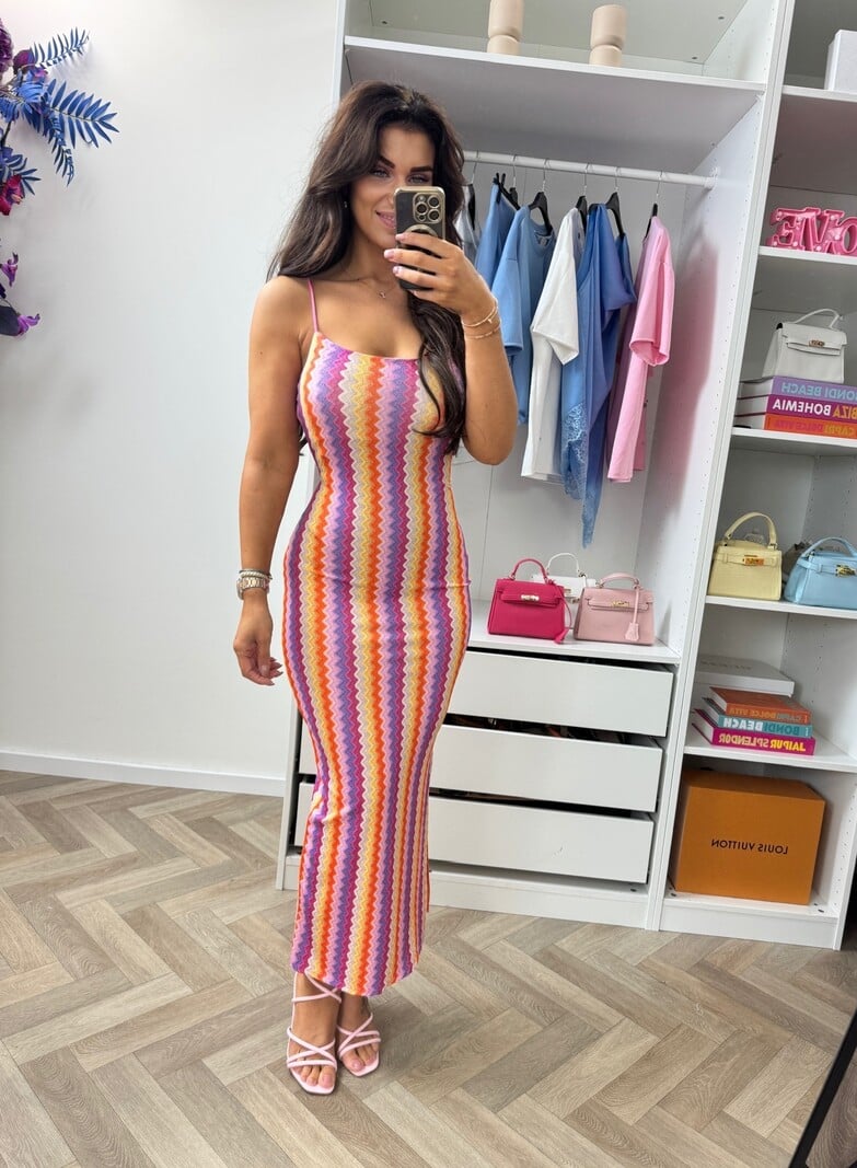 Long Dress Zigzag Colors Purple