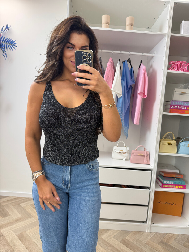 Basic Glitter Top Black