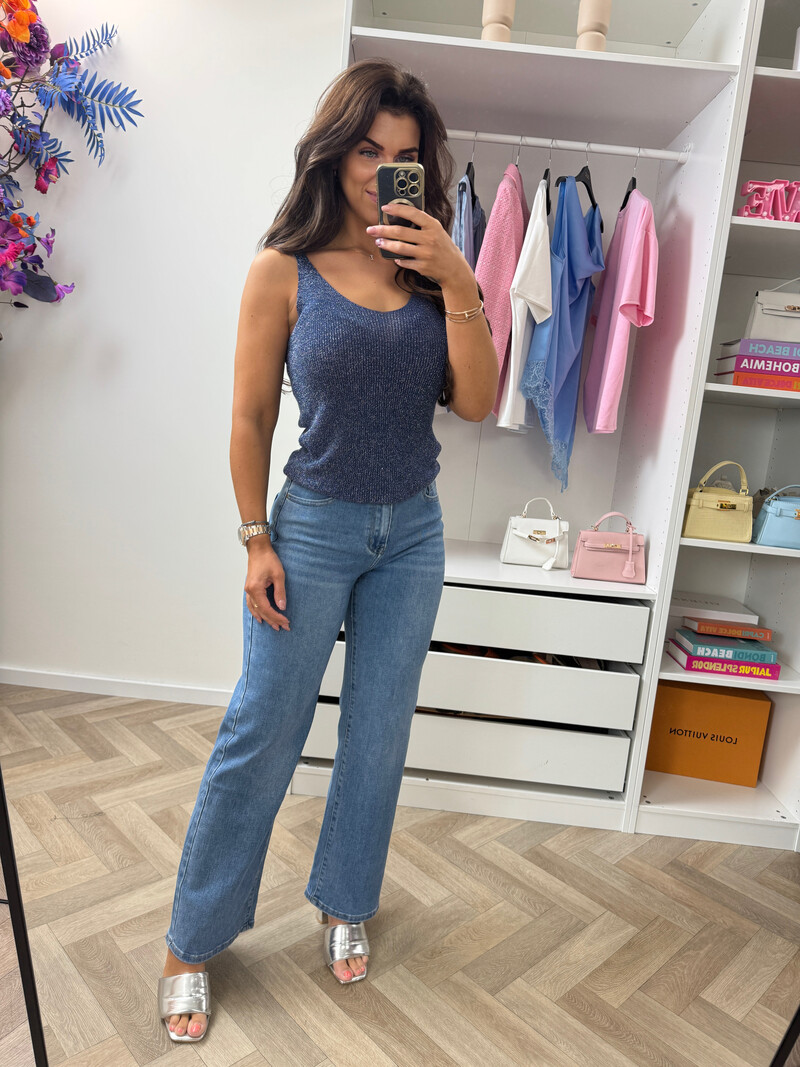 Basic Glitter Top Navy