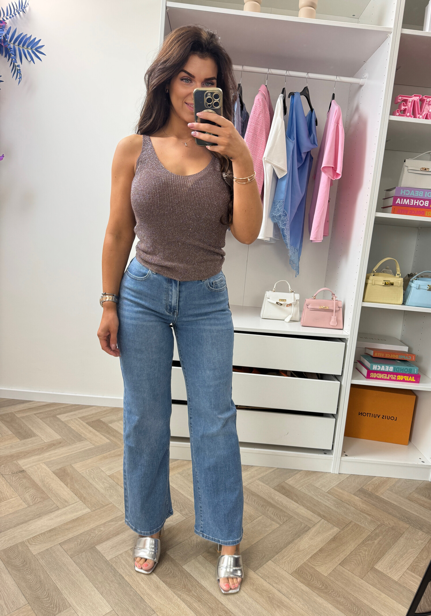 Basic Glitter Top Choco