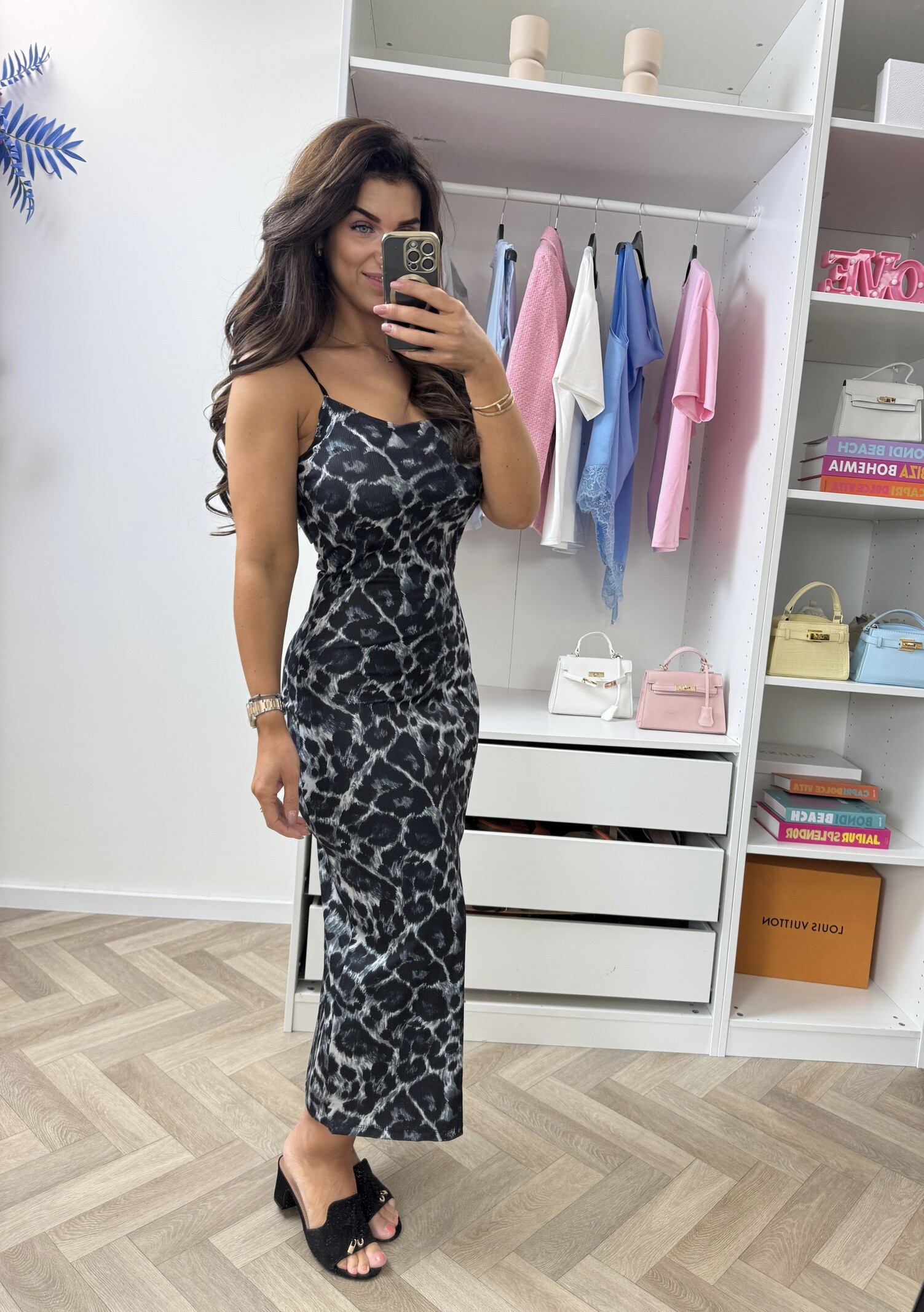 Long Dress Leopard Grey