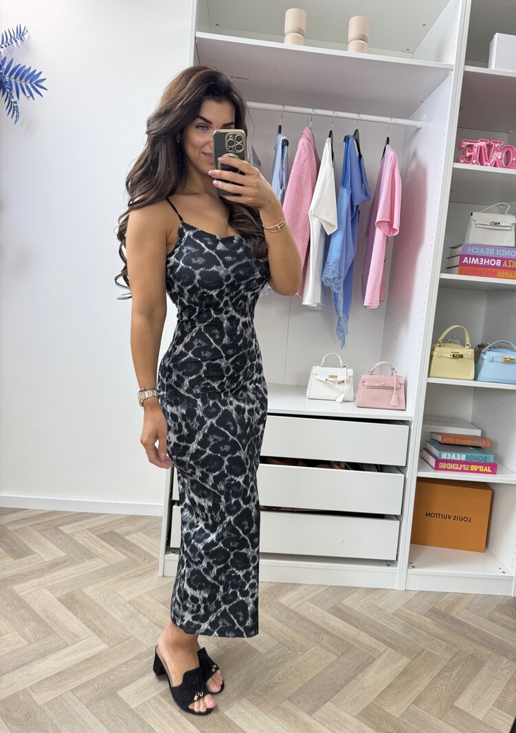 Long Dress Leopard Grey