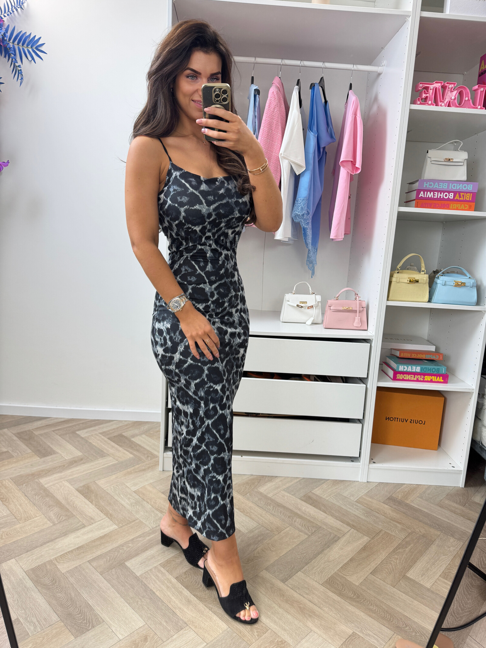 Long Dress Leopard Grey