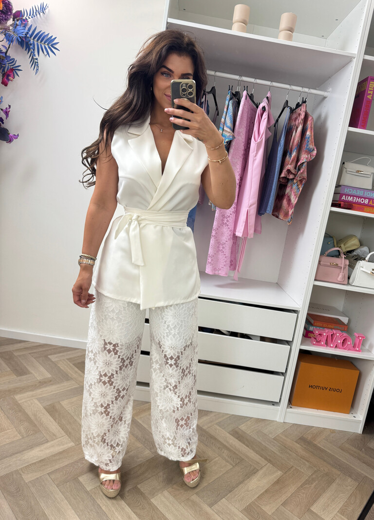Set Lace Gilet White