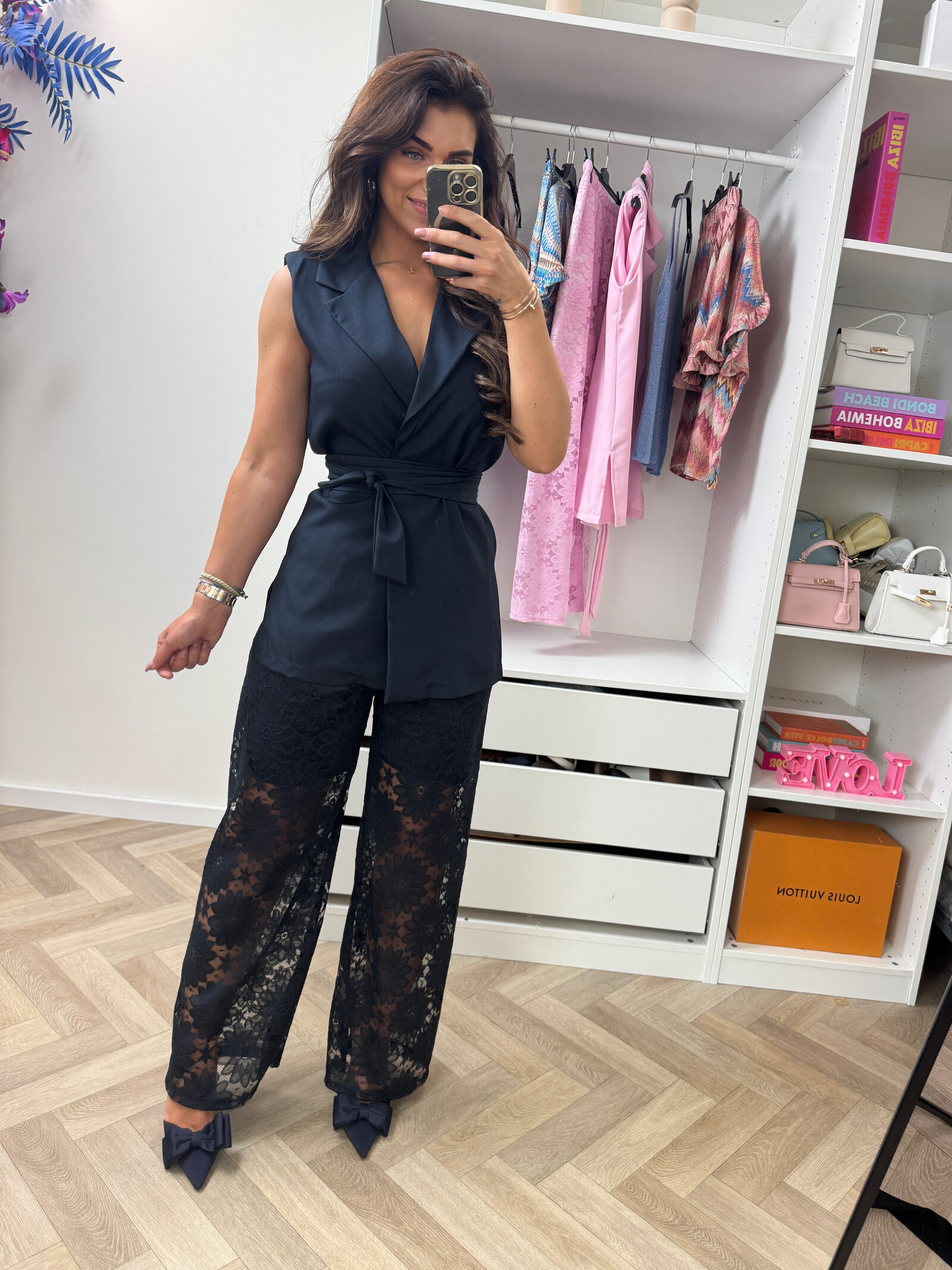 Set Lace Gilet Navy