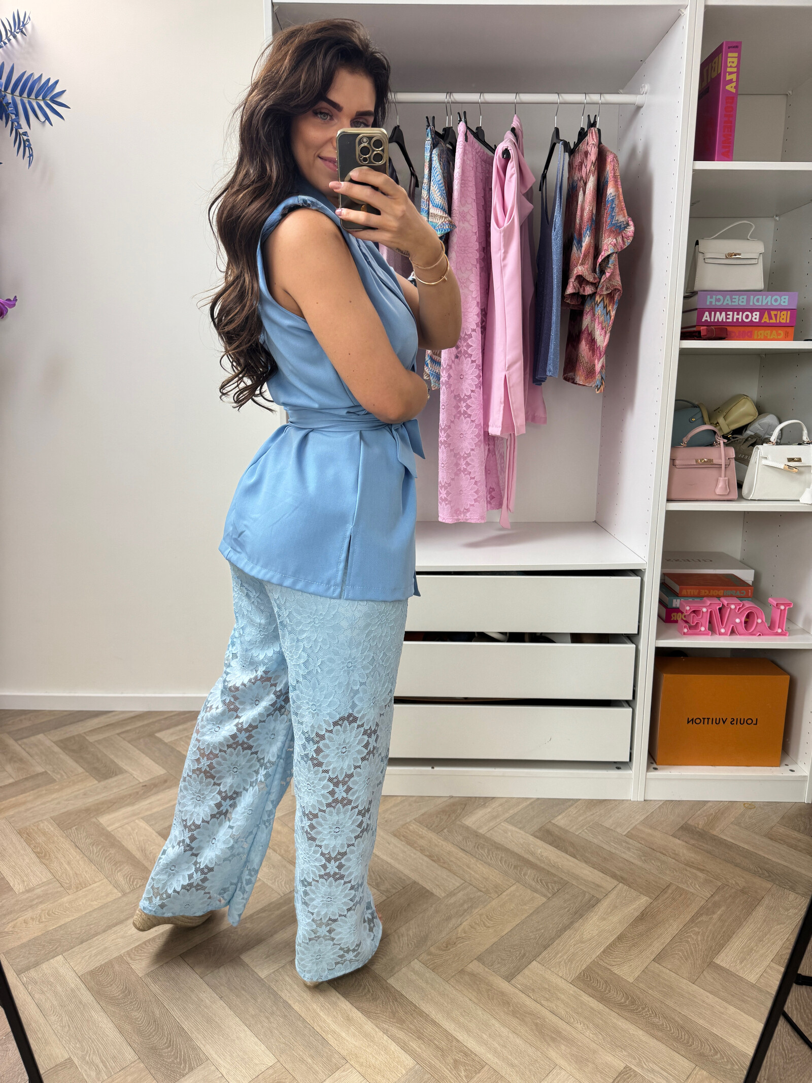 Set Lace Gilet Light Blue