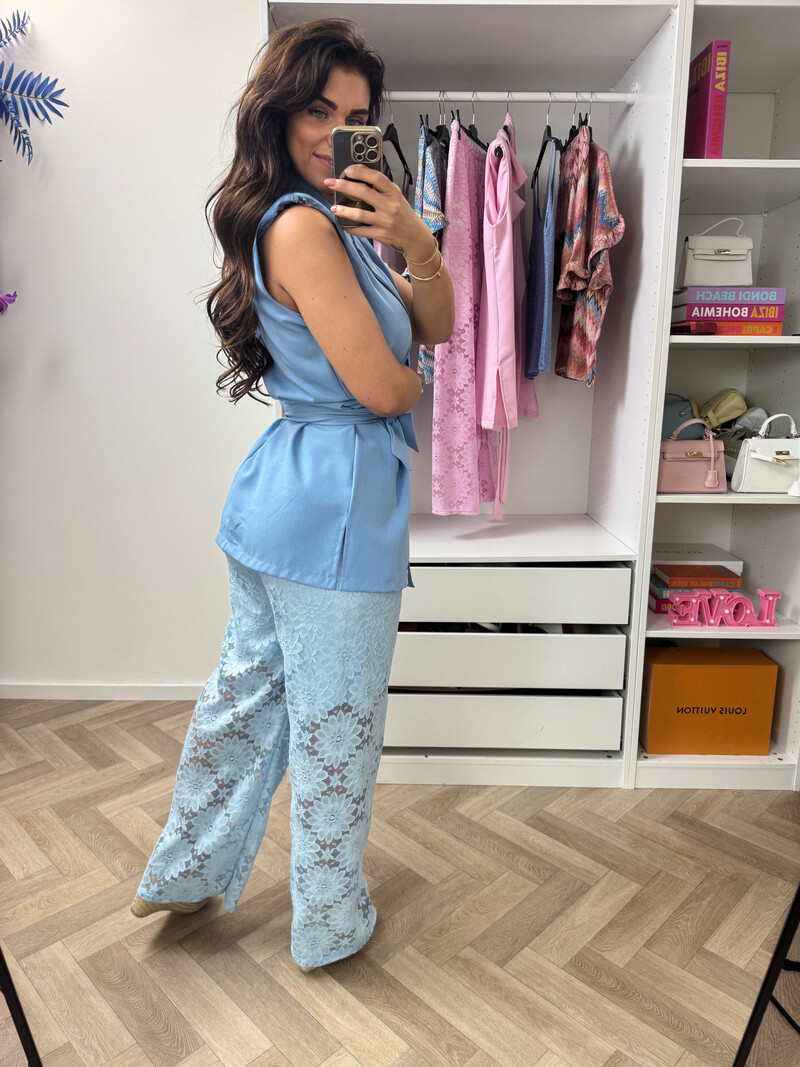 Set Lace Gilet Light Blue