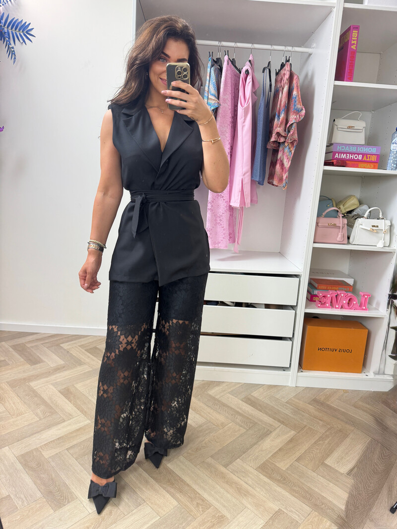 Set Lace Gilet Black