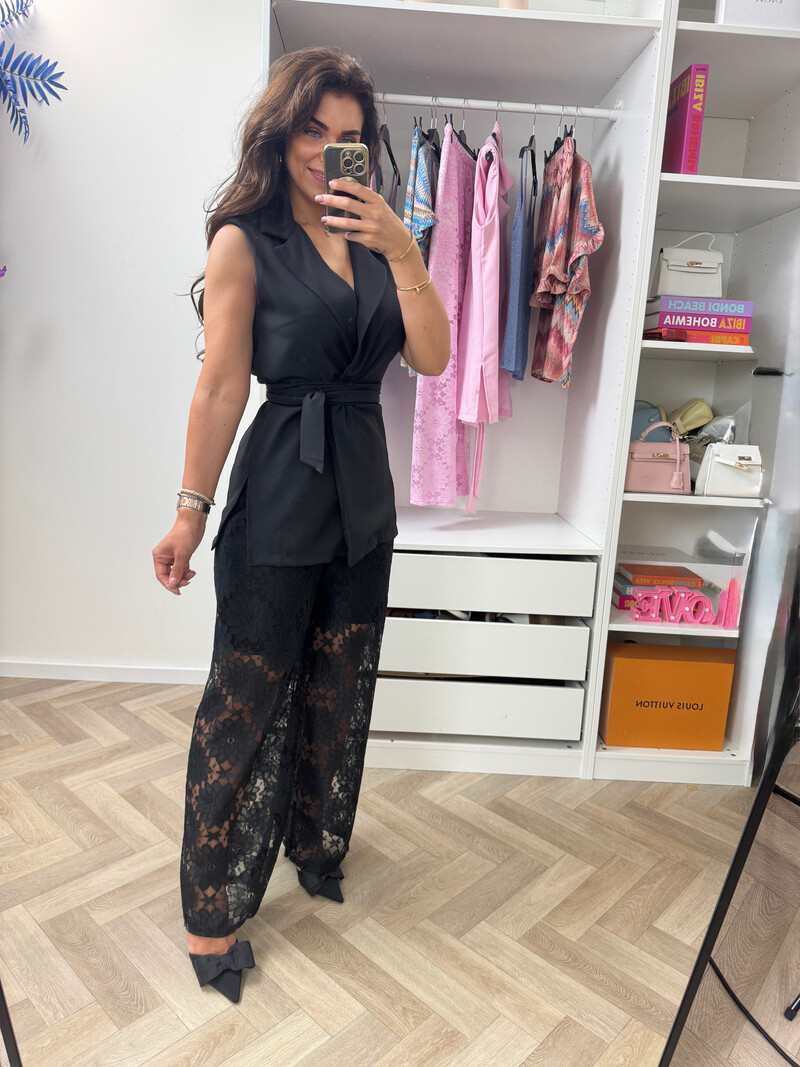 Set Lace Gilet Black