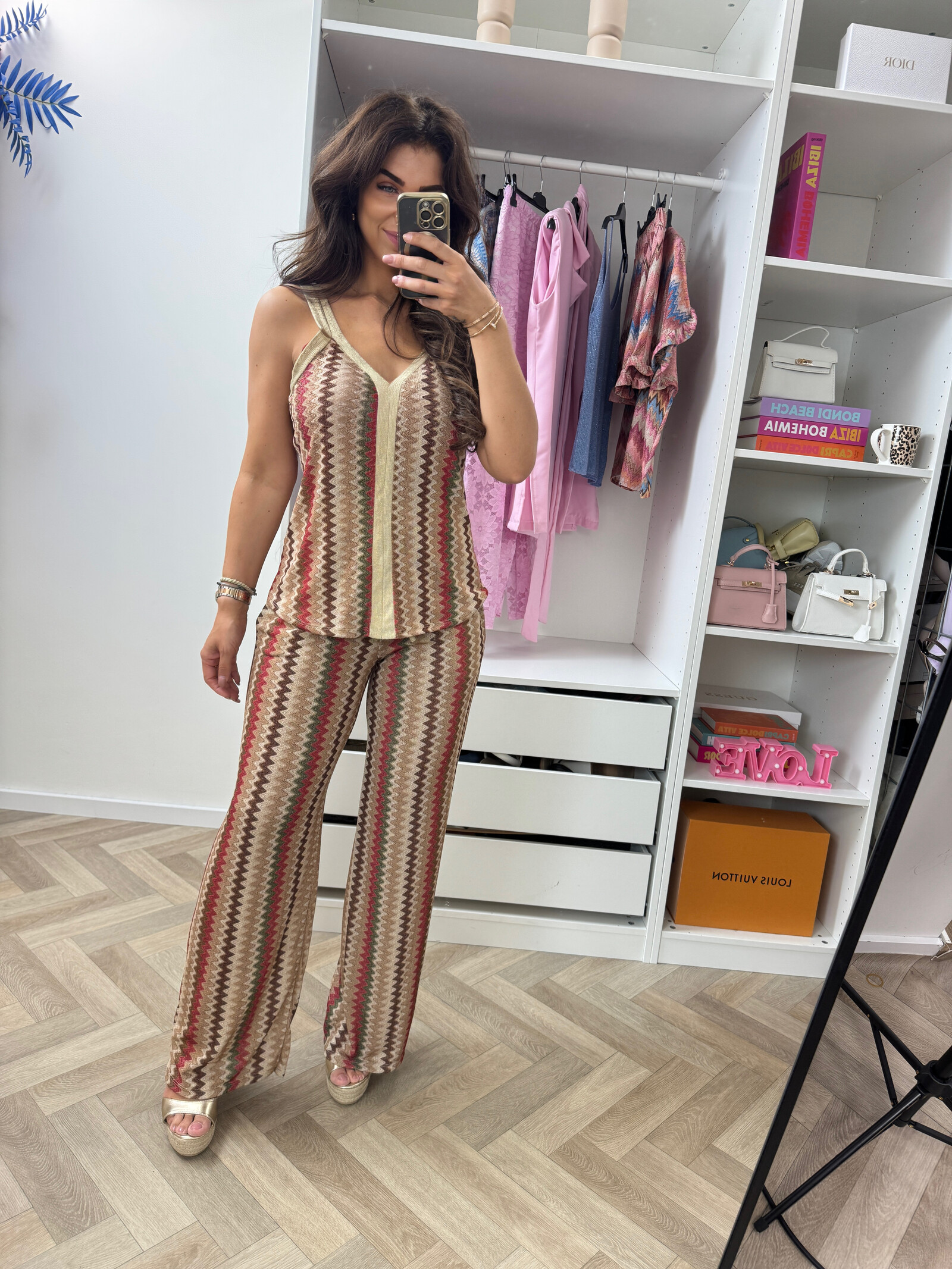 Long Set Zigzag Glitter Red
