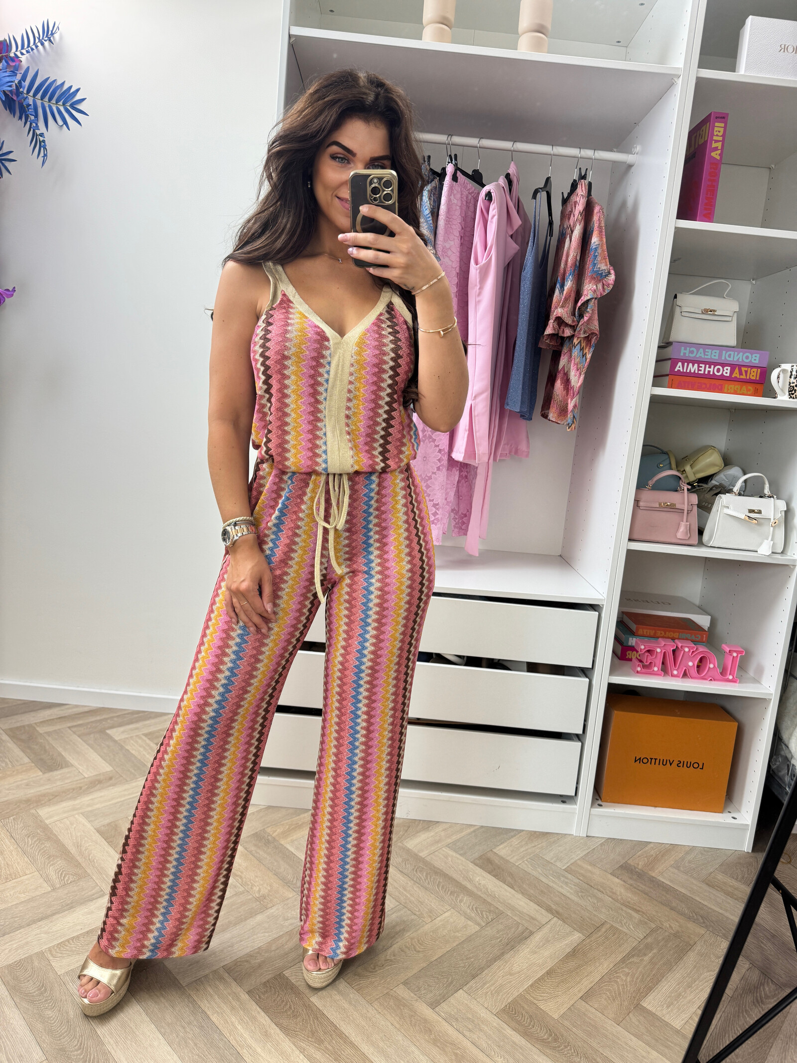 Long Set Zigzag Glitter Pink