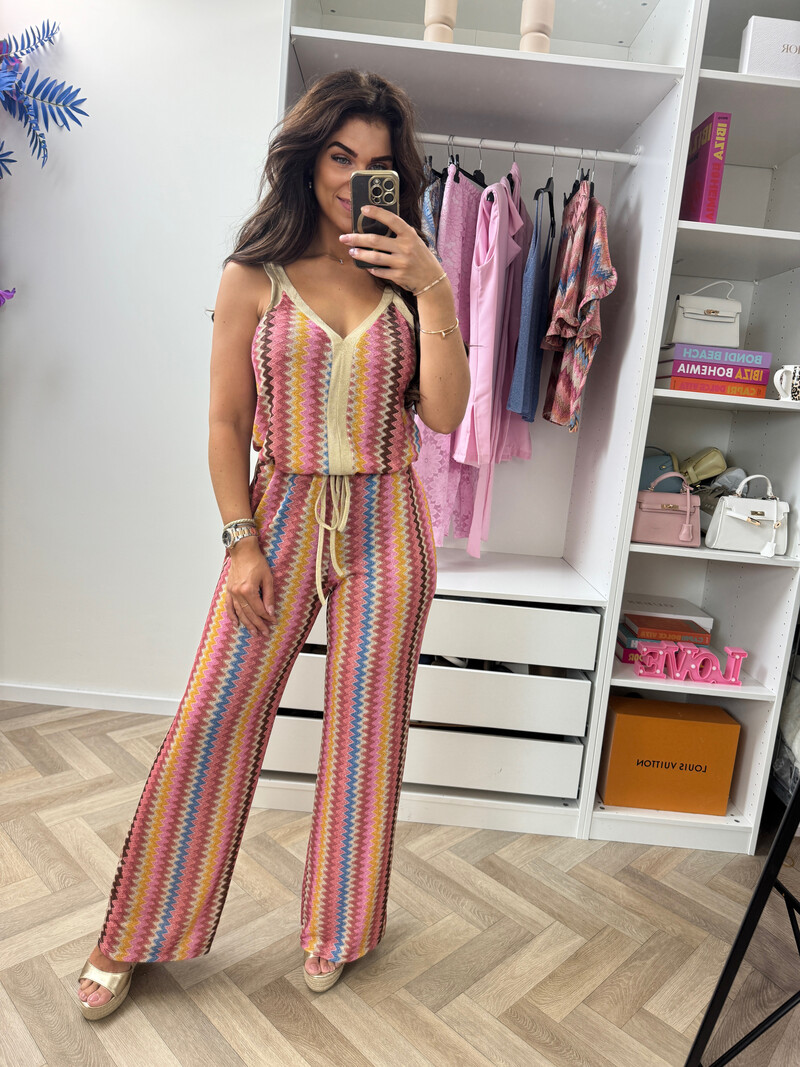 Long Set Zigzag Glitter Pink