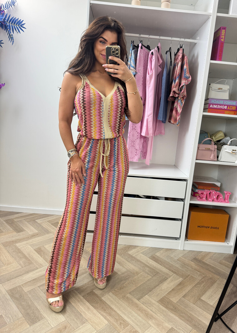 Long Set Zigzag Glitter Pink
