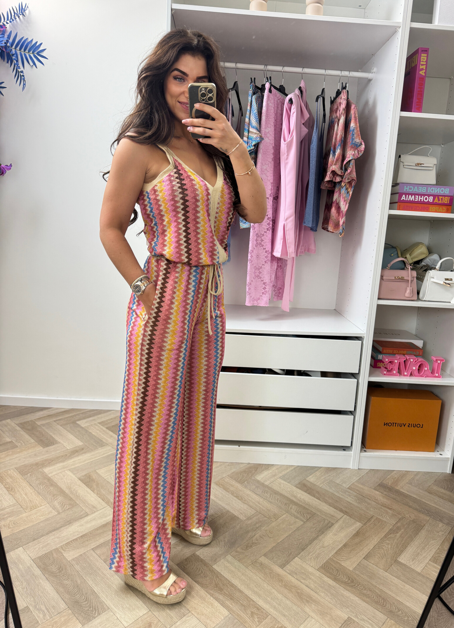 Long Set Zigzag Glitter Pink