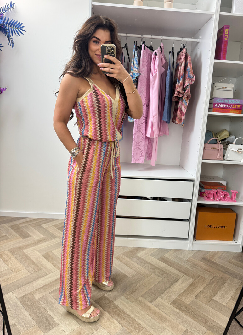 Long Set Zigzag Glitter Pink