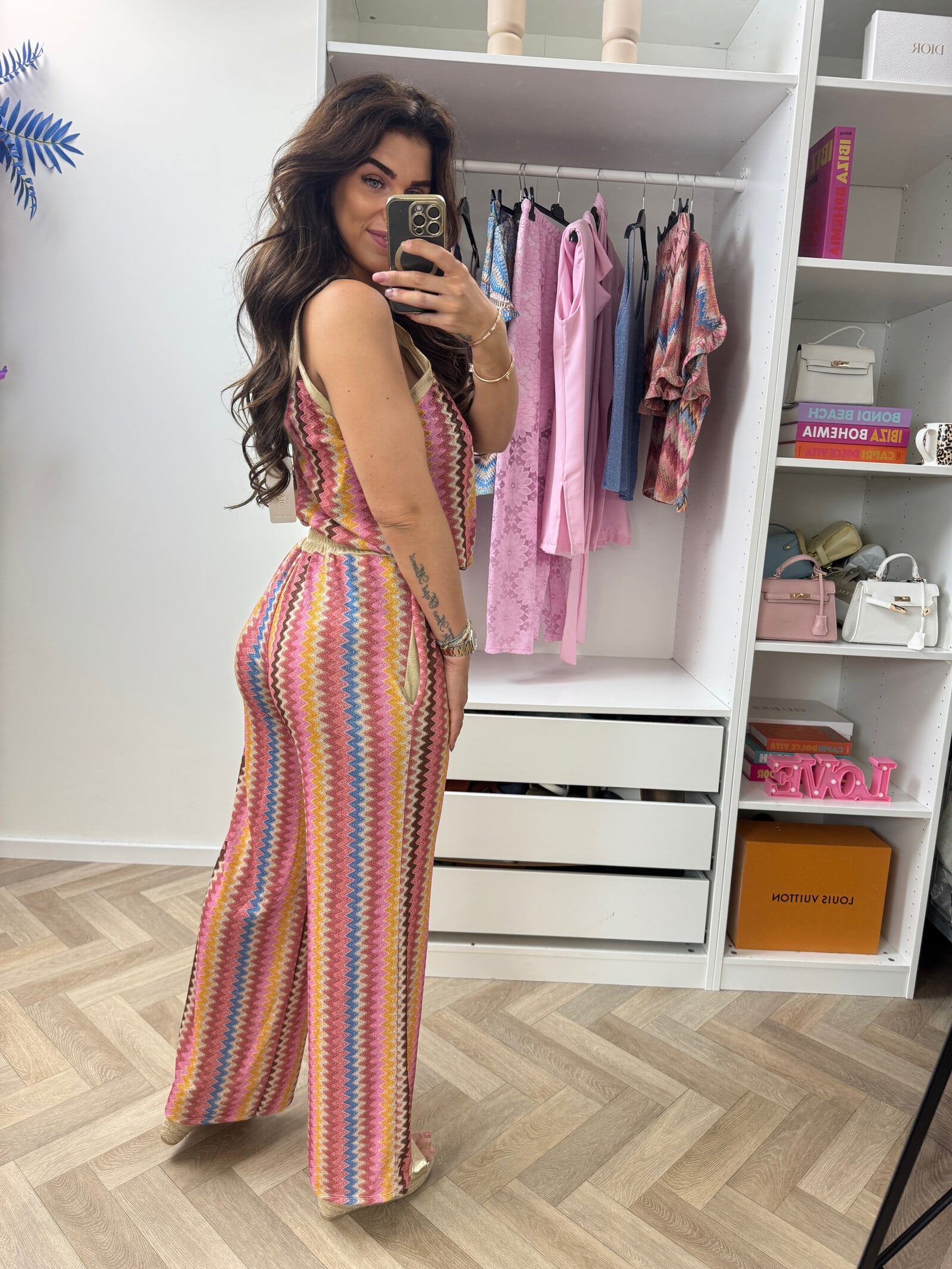 Long Set Zigzag Glitter Pink