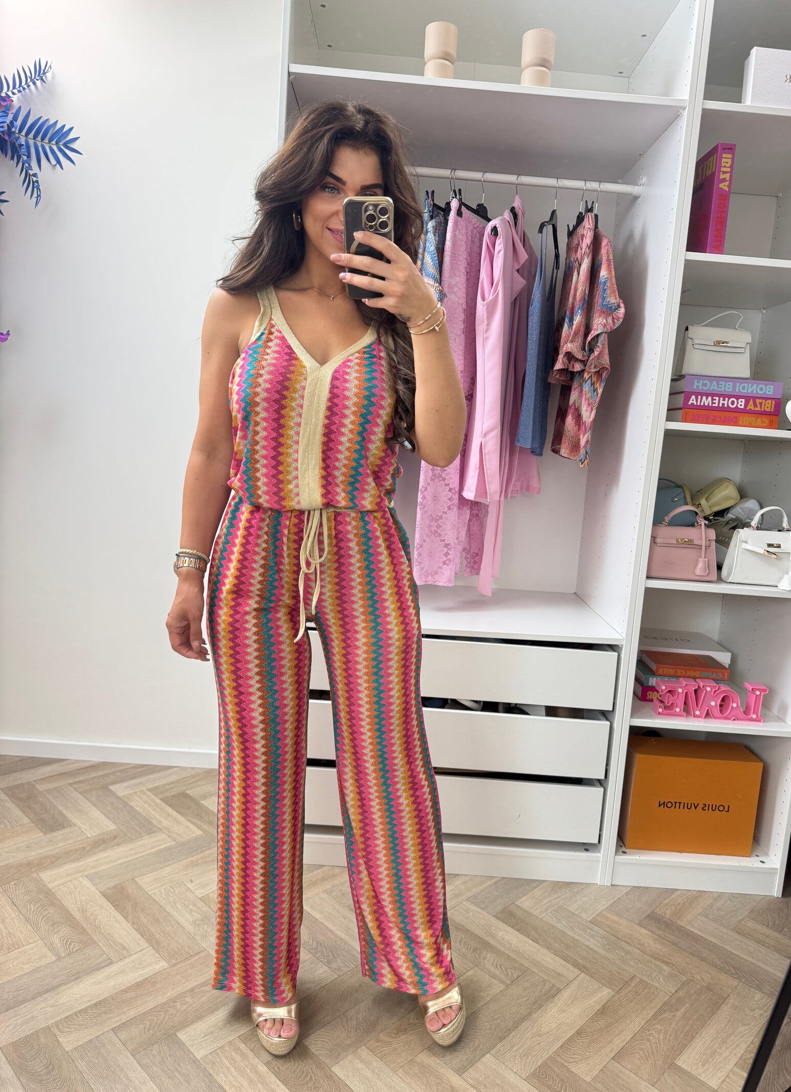 Long Set Zigzag Glitter Fuchsia
