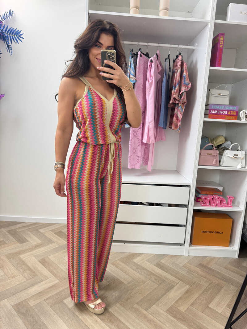 Long Set Zigzag Glitter Fuchsia