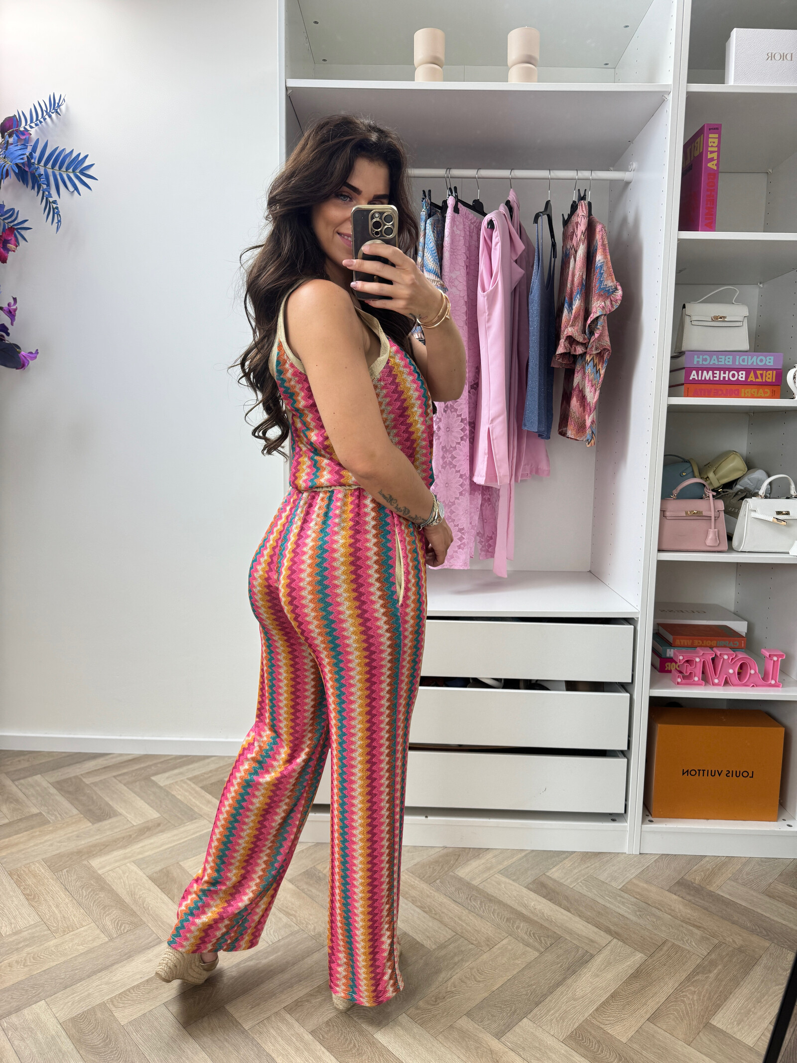 Long Set Zigzag Glitter Fuchsia