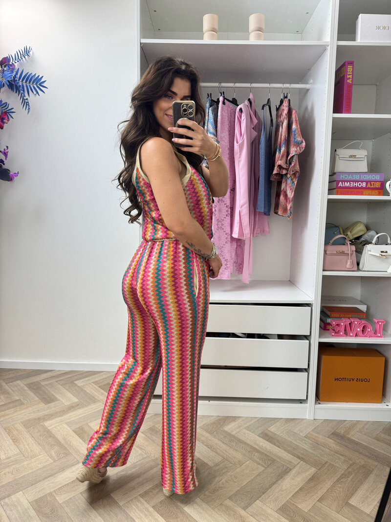 Long Set Zigzag Glitter Fuchsia