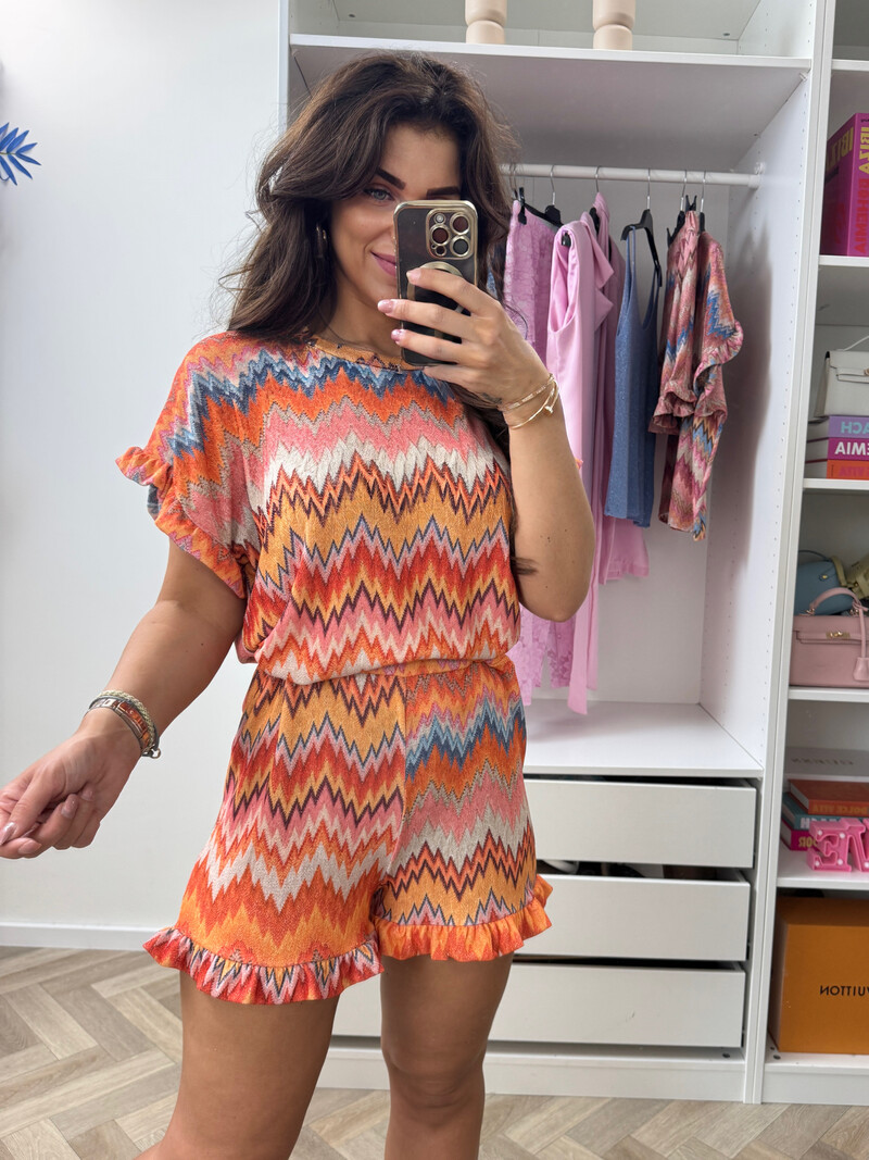 Set Glitter Zigzag Ruffle Orange