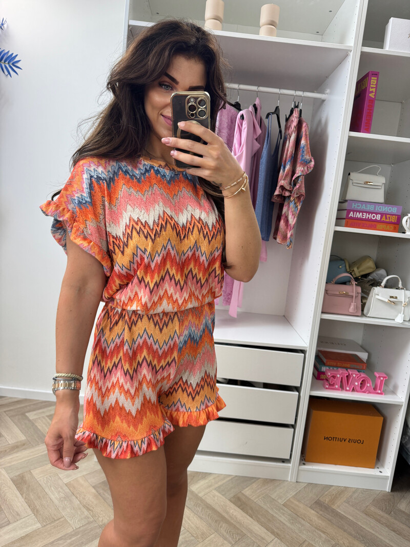 Set Glitter Zigzag Ruffle Orange