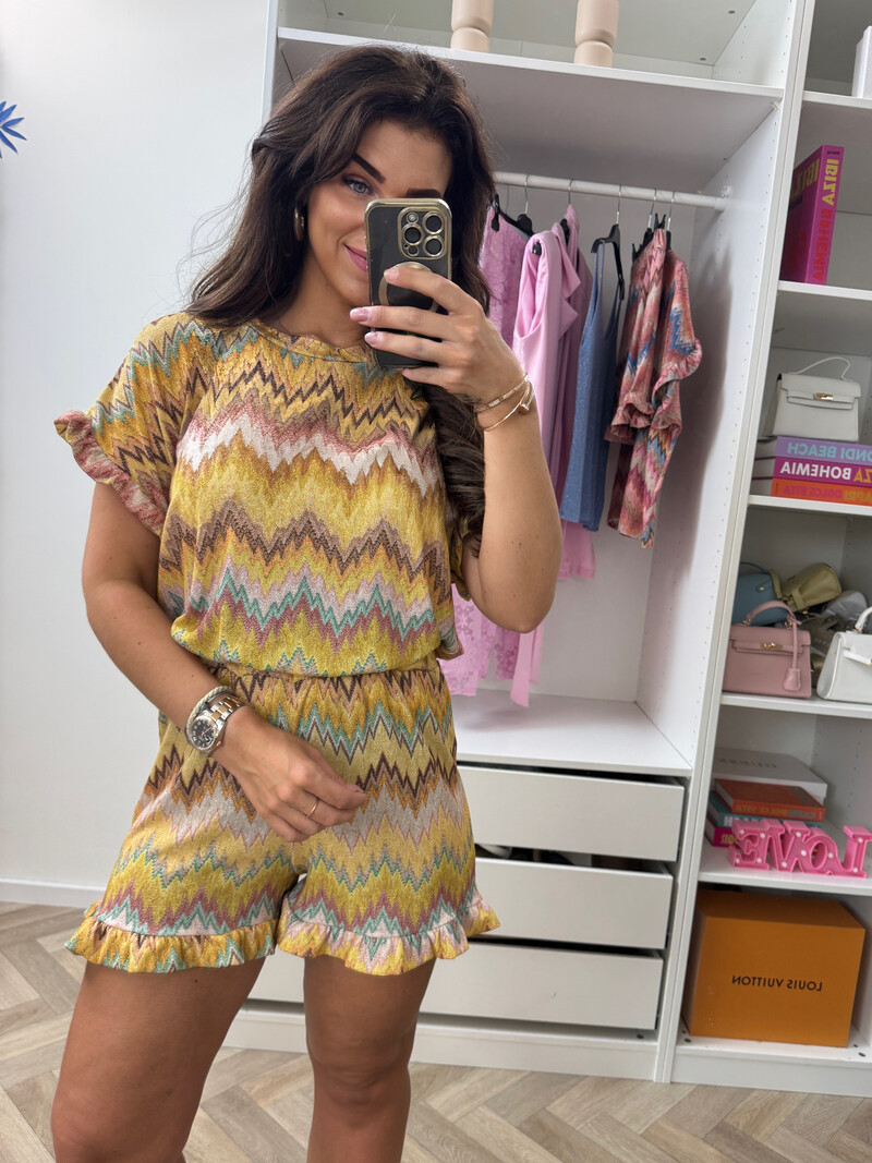 Set Glitter Zigzag Ruffle Yellow