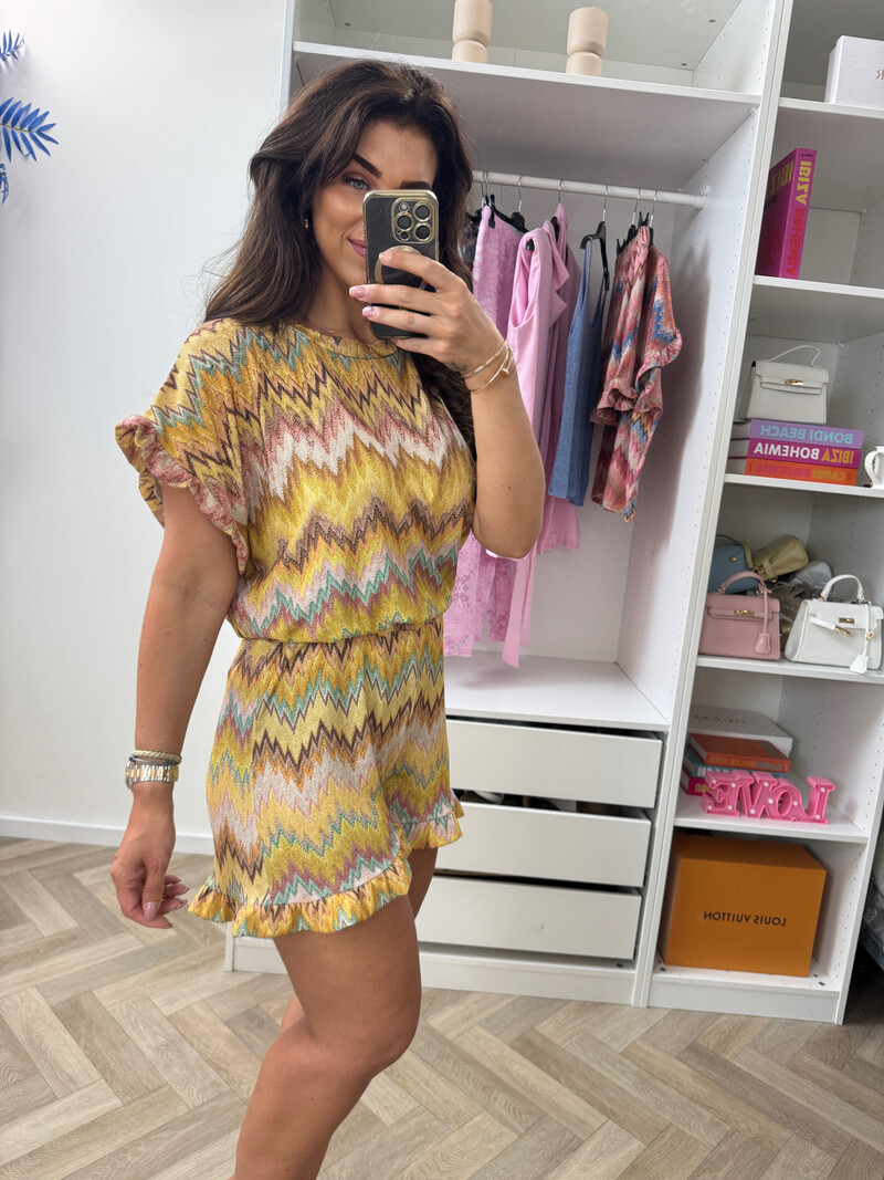 Set Glitter Zigzag Ruffle Yellow