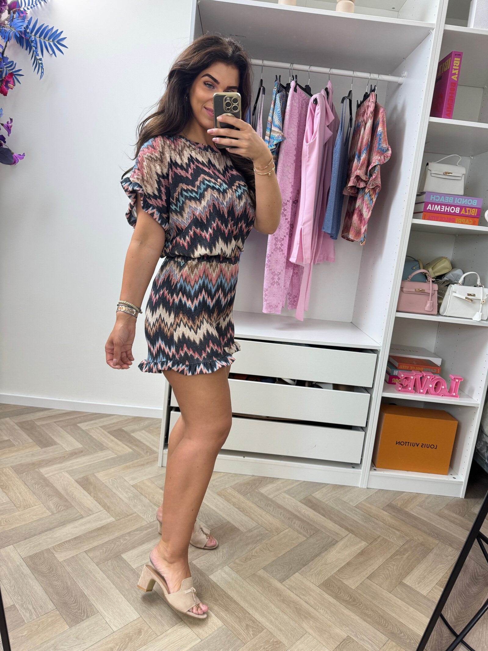 Set Glitter ZIgzag Ruffle Black