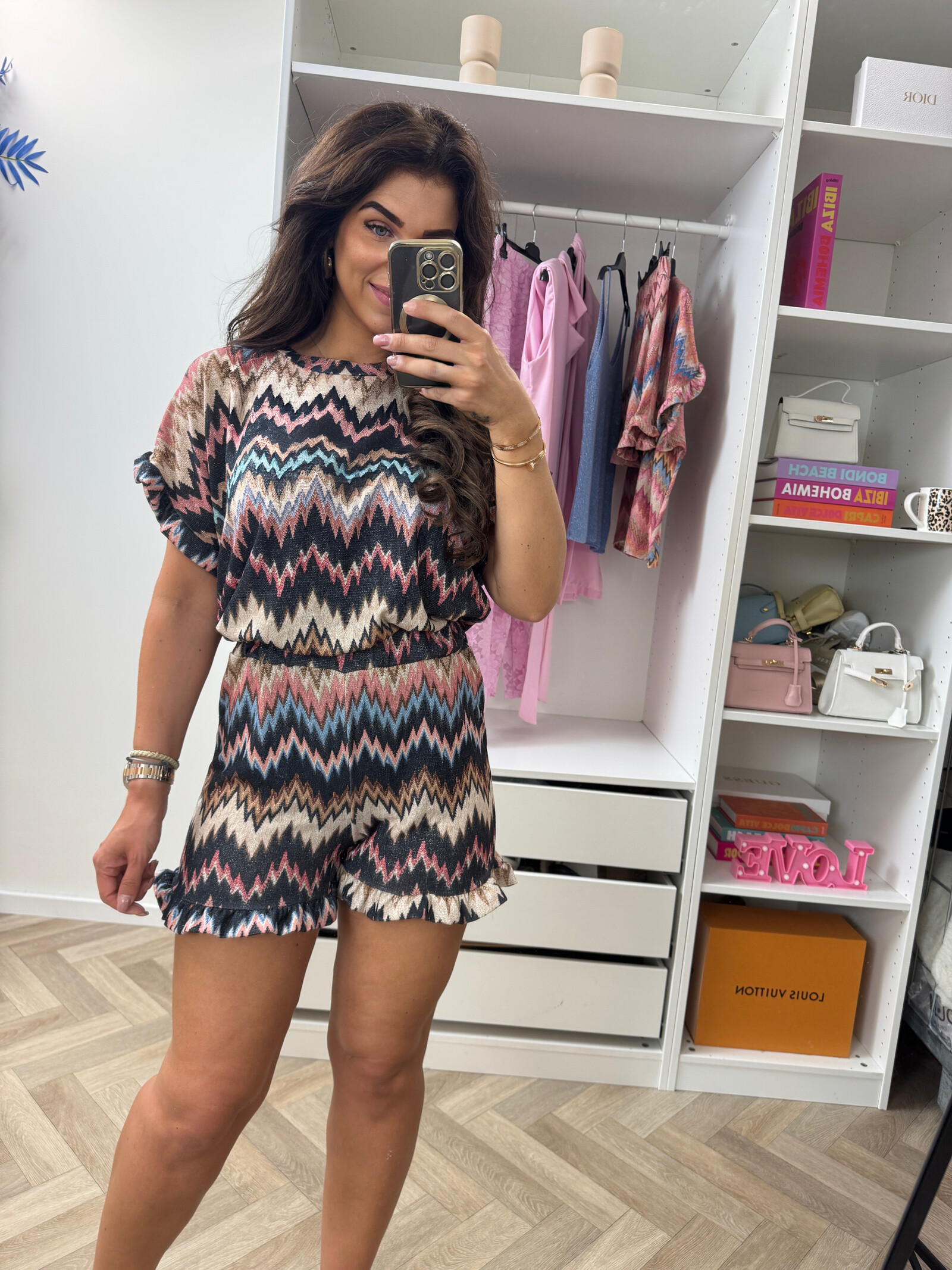 Set Glitter ZIgzag Ruffle Black
