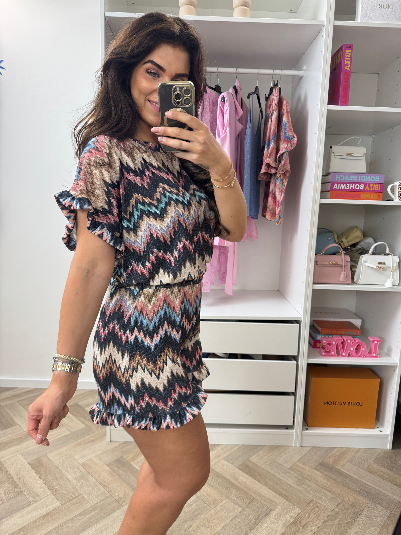 Set Glitter ZIgzag Ruffle Black