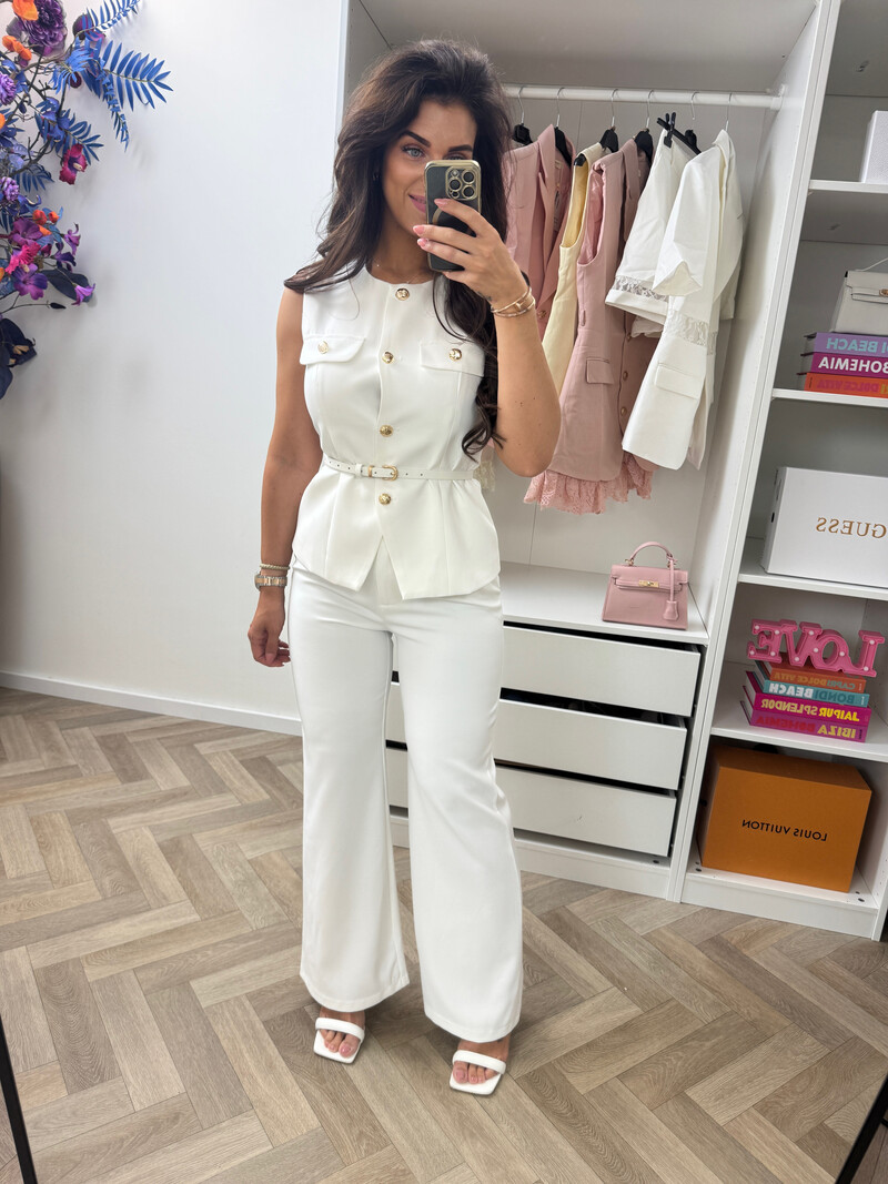 Gilet Luxury Button White  3326