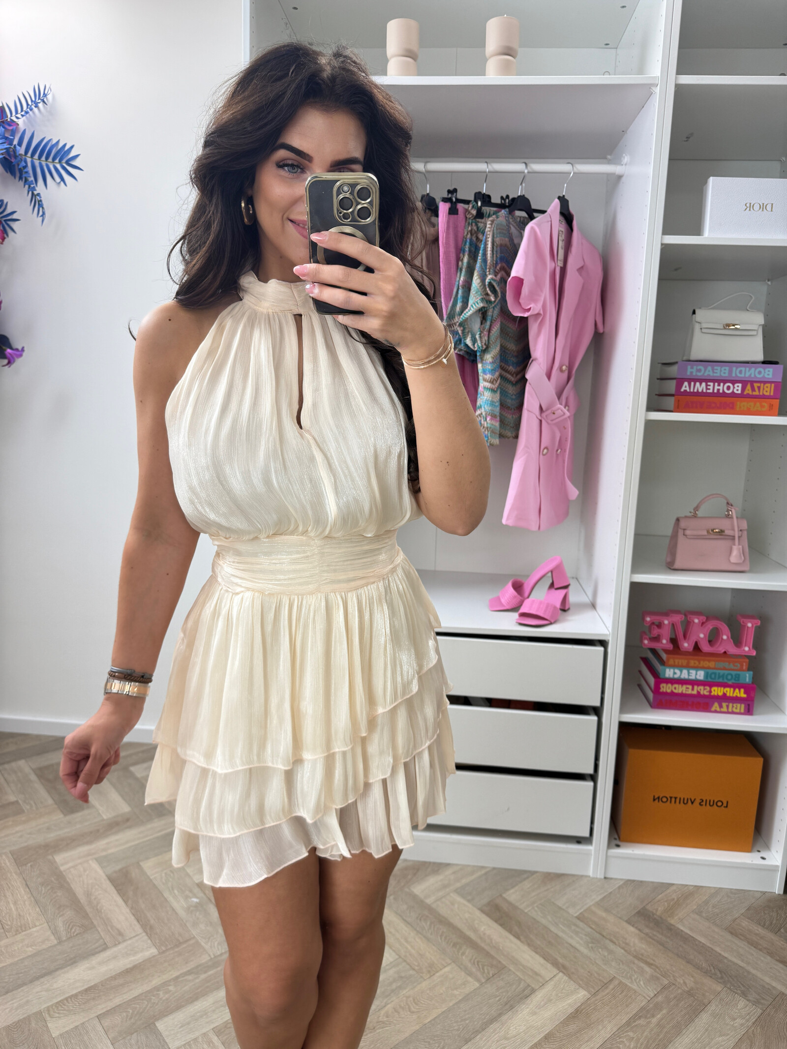 Dress Jennie Ruffle Beige WZ20649