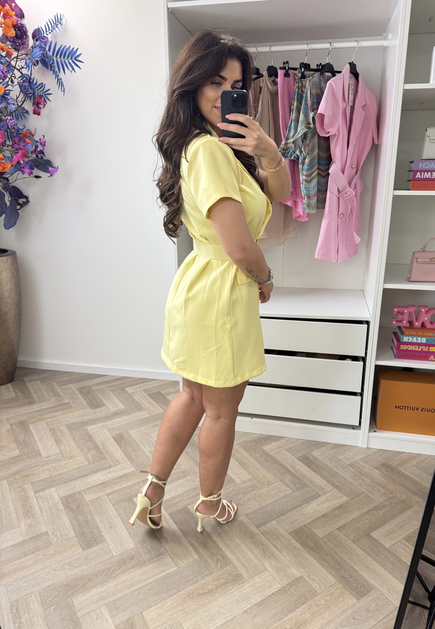 Blazer Dress Button Yellow