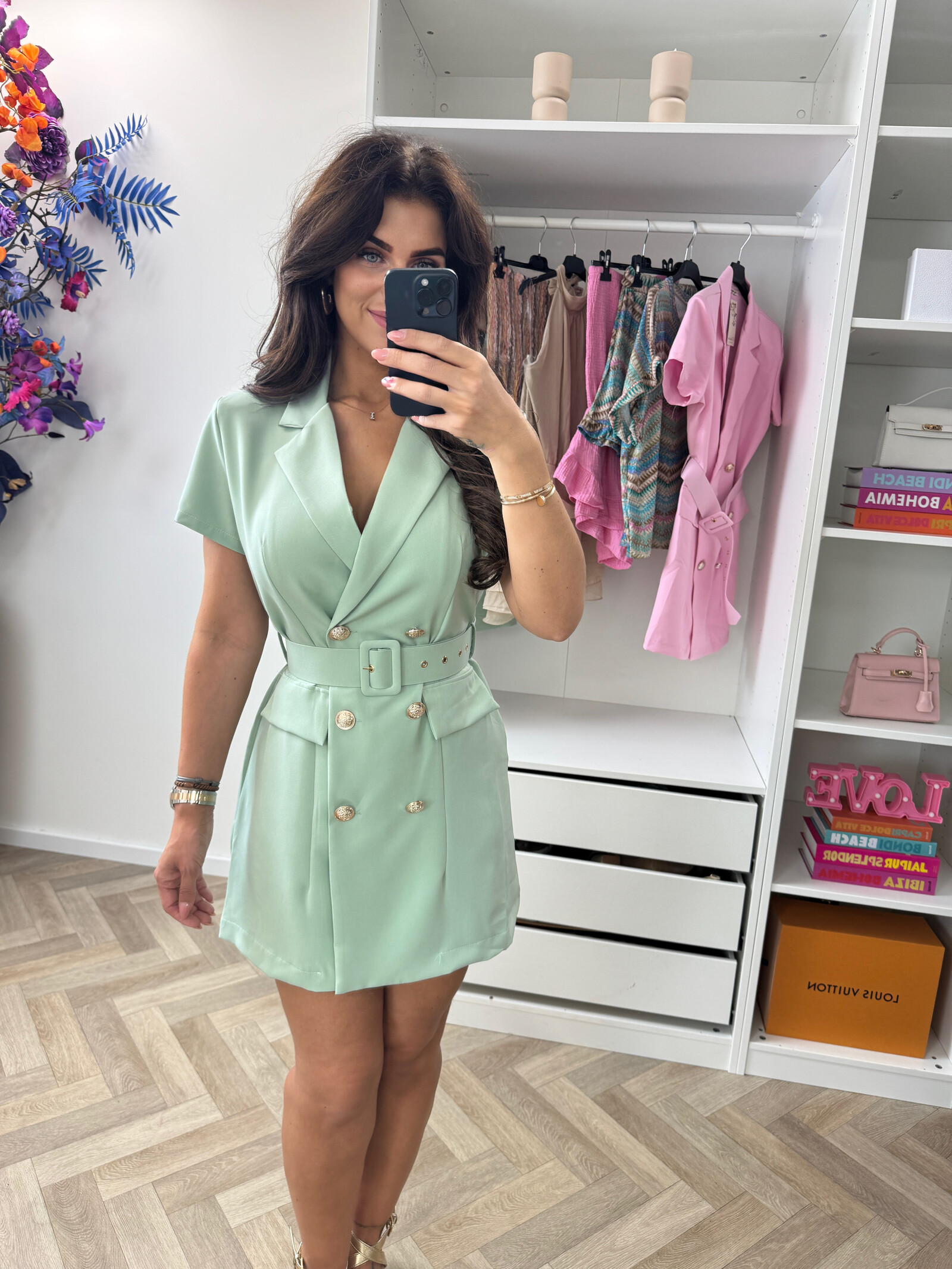 Blazer Dress Button Mint