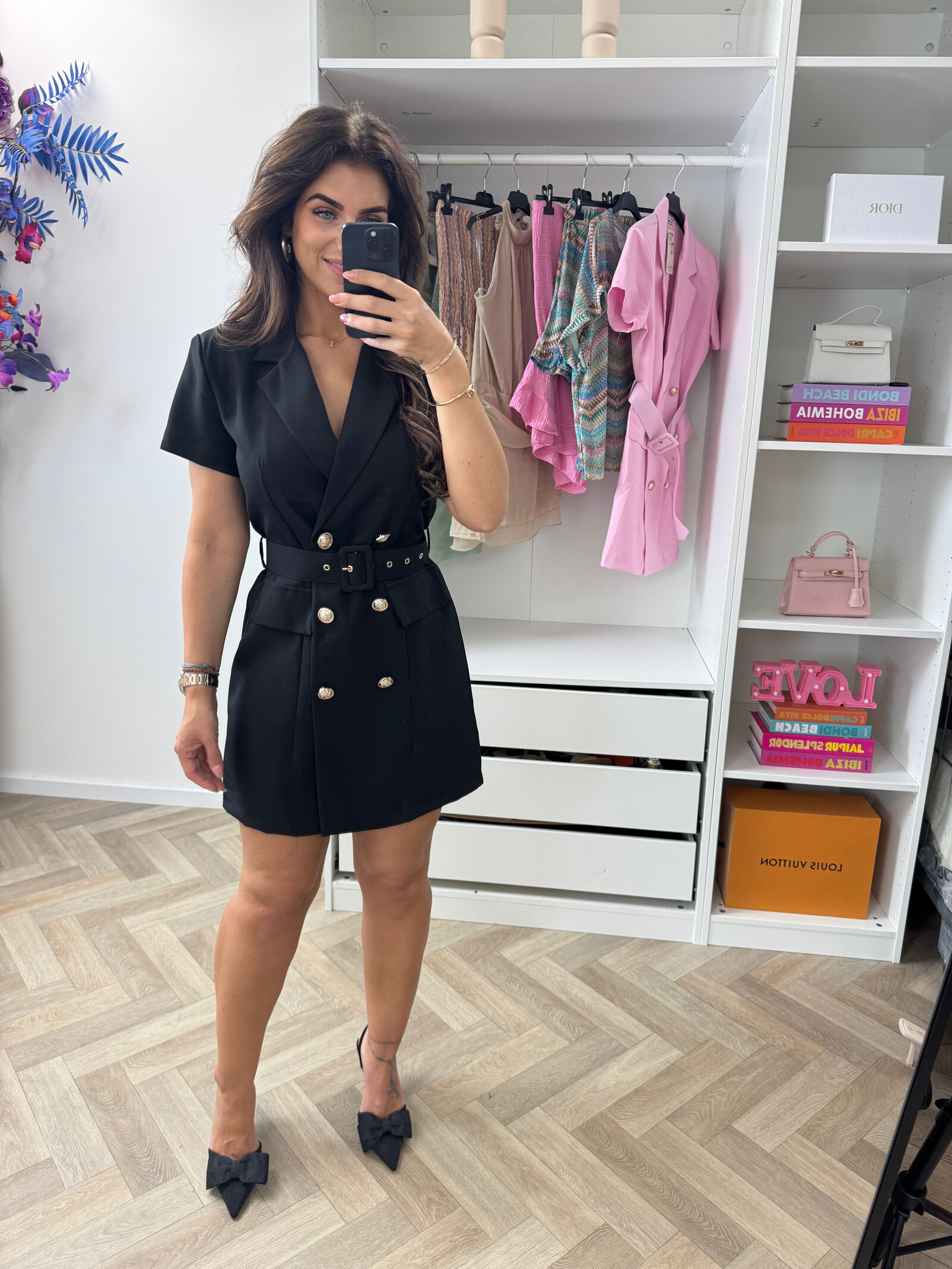 Blazer Dress Button Black