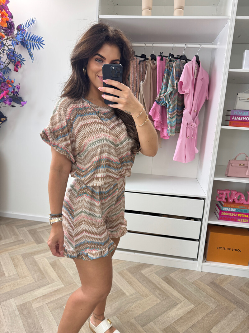 Set Glitter Wave Ruffe Beige