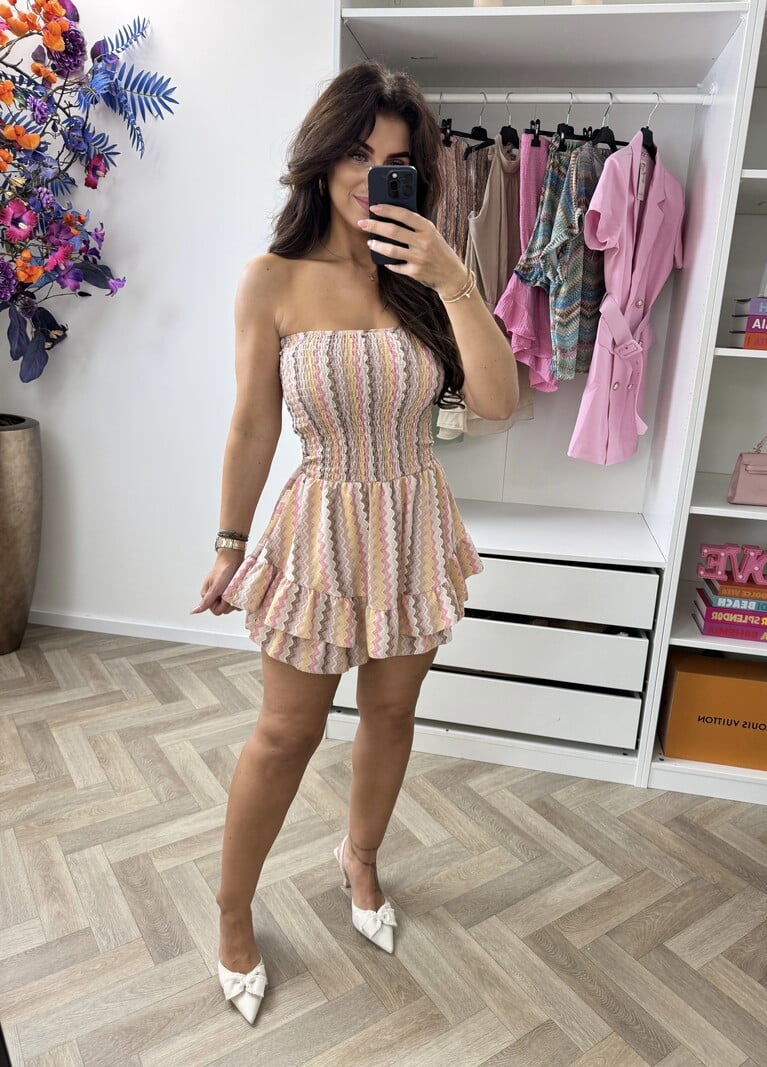 Jumpsuit Zigzag Ruffle Beige