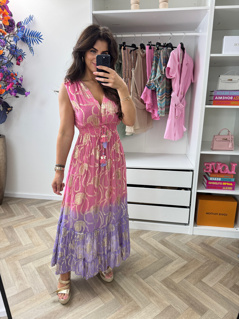 Long Dress Tina Gold Pink 25282