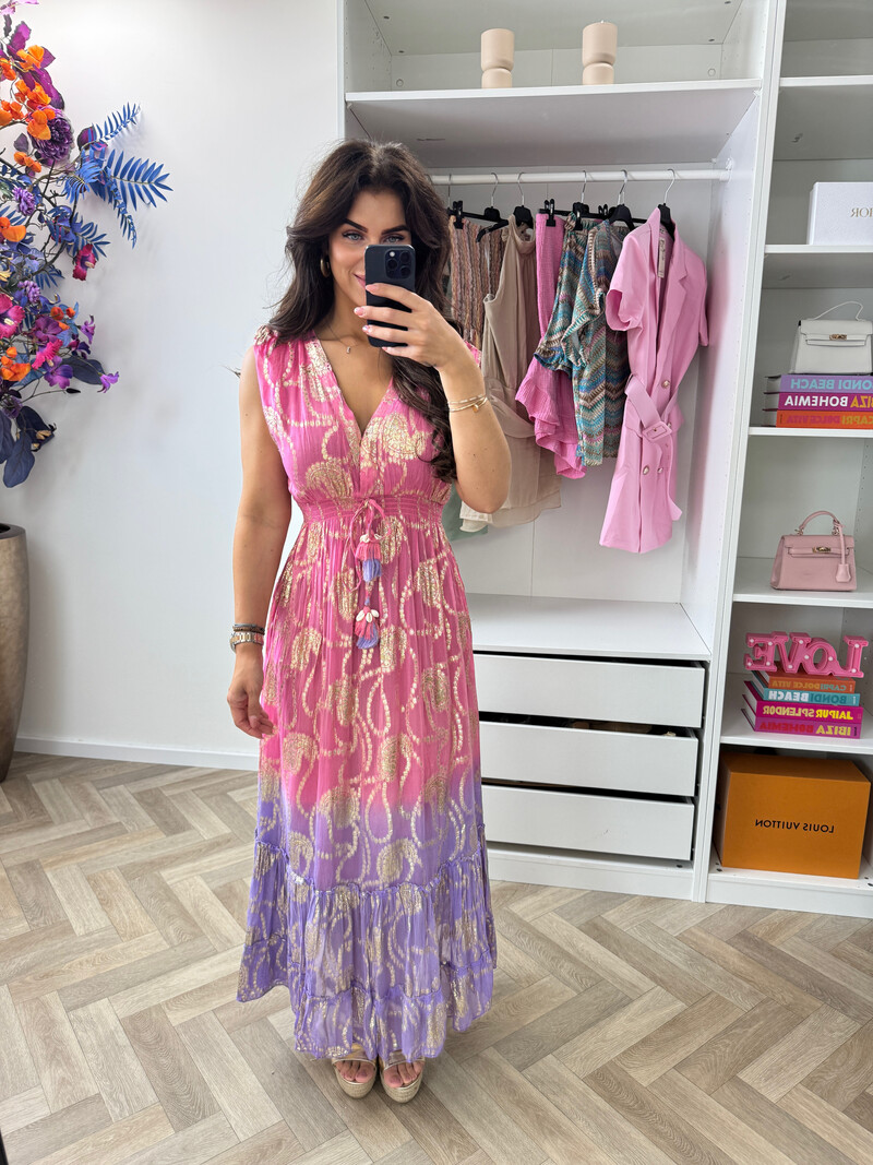 Long Dress Tina Gold Pink 25282