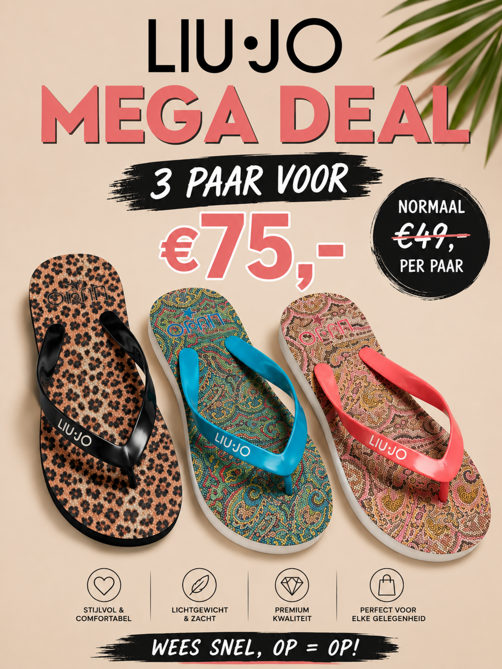 Liu-Jo LIU JO MEGA DEAL ! Slippers 3 paar voor 75,-