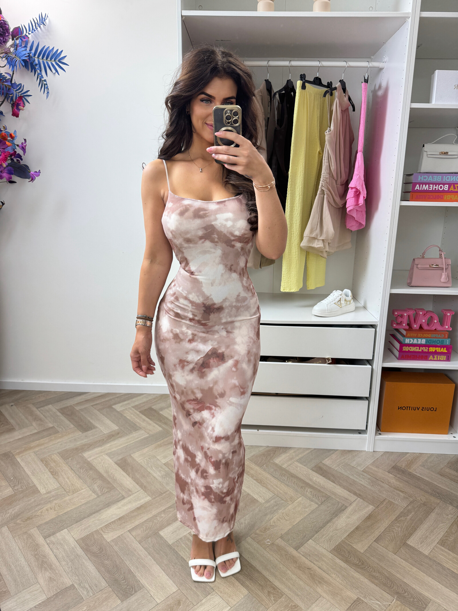 Long Dress Tie Dye Beige