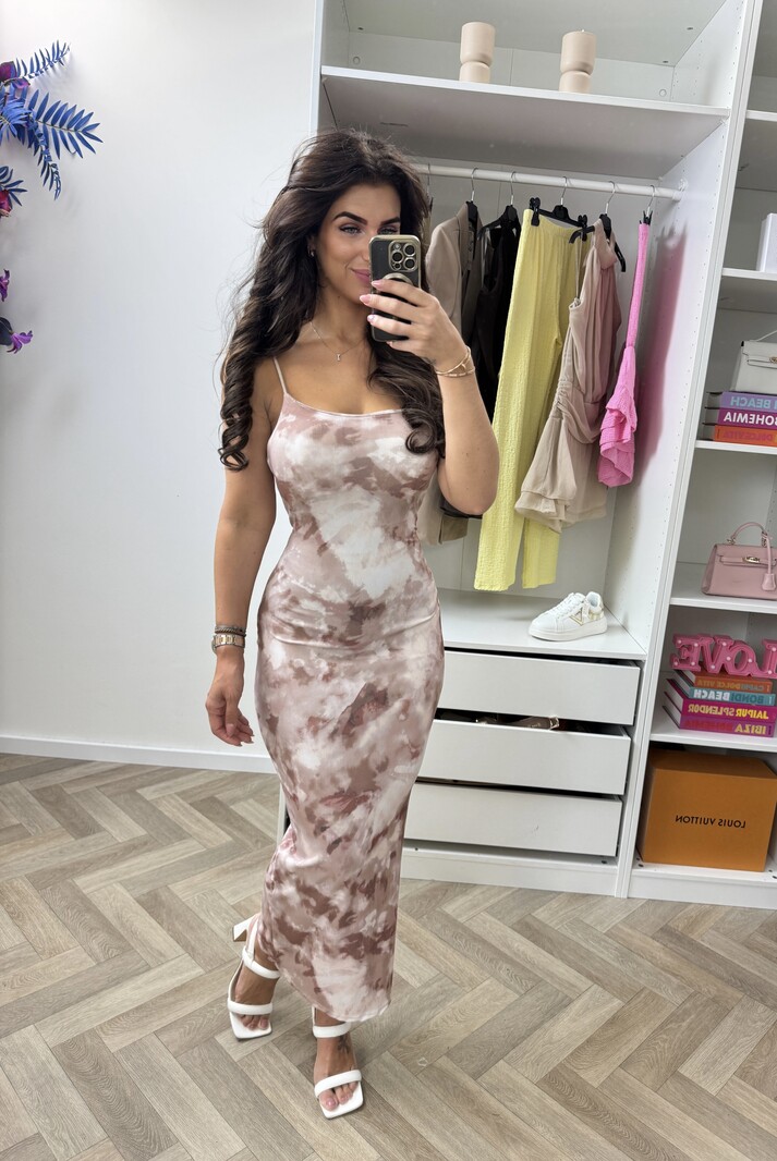 Long Dress Tie Dye Beige